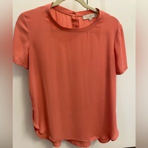 Loft orange short sleeve blouse, size medium